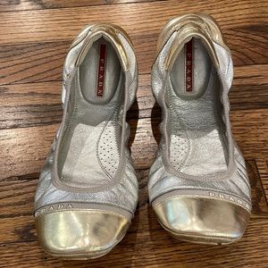 Prada Silver + Gold  Flats